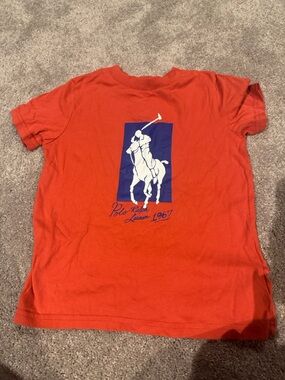 Polo by Ralph Lauren Orange Tee with Large Polo Player Graphic